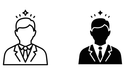 Fototapeta premium Set of male business professional avatar icons with a shiny star representing success and high quality