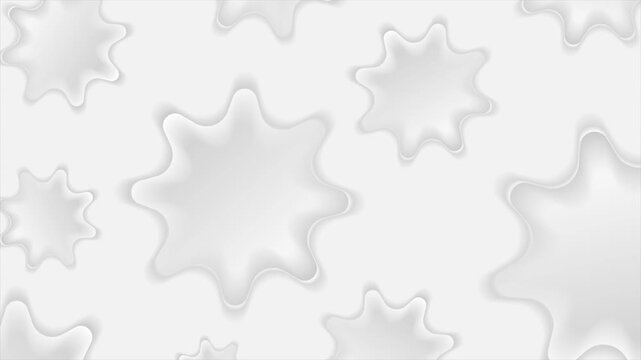 White and gray smooth star shapes with soft paper-like texture. Minimal monochrome pattern with rounded organic geometry motion design. Seamless loop. Video animation Ultra HD 4K 3840x2160