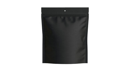 Isolated black blank matte stand-up pouch with reclosable zipper for food and coffee products © Niamh