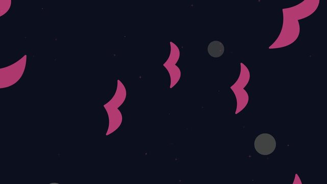 Essaim de chauves-souris en silhouettes volant en spirale au clair de lune