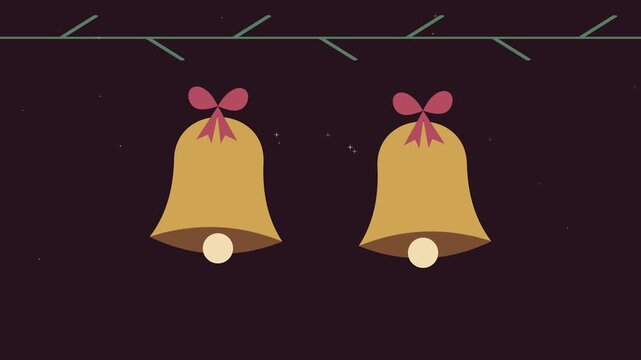 Duo de cloches dor&eacute;es de No&euml;l en mouvement festif