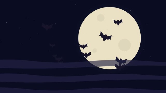 Vol de chauves-souris au clair de lune pour Halloween