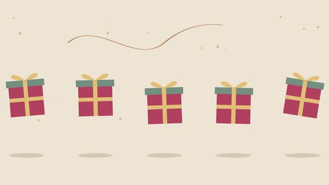 Cadeau de No&euml;l emball&eacute; dansant dans une animation festive
