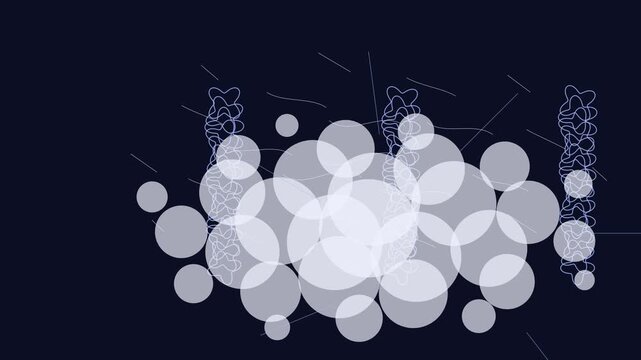 &Eacute;tude de mouvement avec grille de rosettes, spirale de cercles et lignes radiales