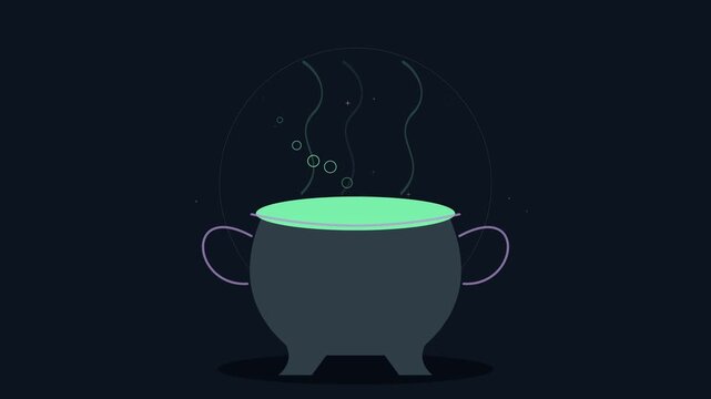 Breuvage de sorci&egrave;re de minuit dans un chaudron d&rsquo;Halloween