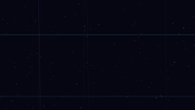 Fond sombre de glitch num&eacute;rique avec lignes verticales et pixels cyan et violet