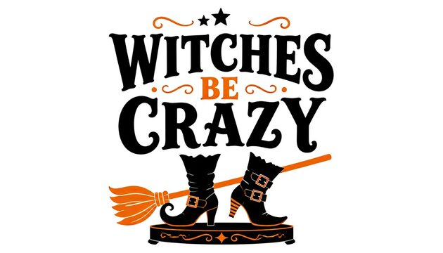 Witches be crazy a spooky halloween typography design
