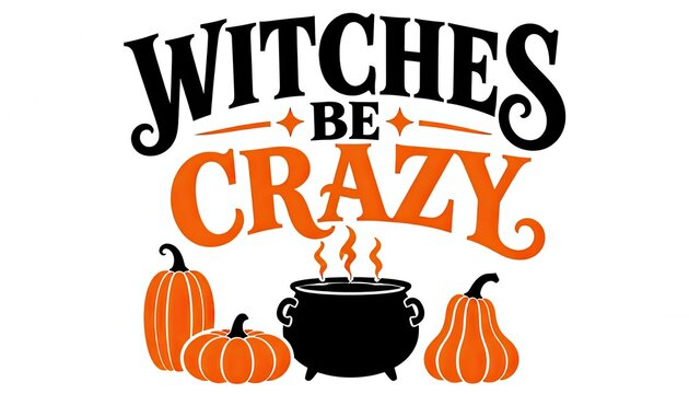 Witches be crazy a spooky halloween typography design
