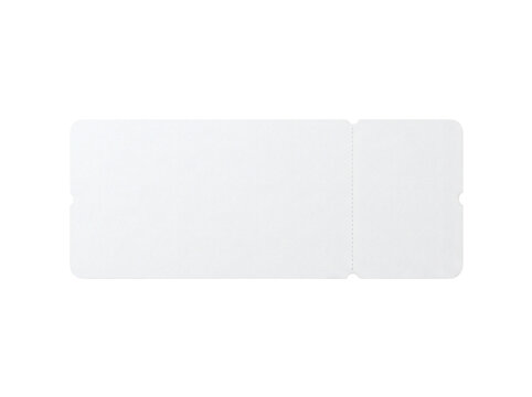 A blank, white boarding pass ticket with perforated edges, ready for customization for travel or event design.