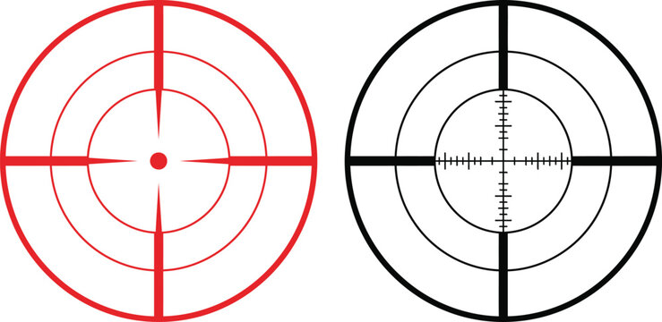 Set of two different circular sniper rifle scope crosshair aim target icons