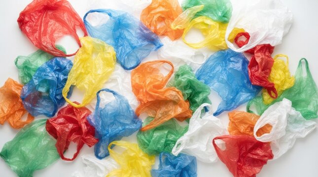 Colorful Plastic Shopping Bags Piled Together