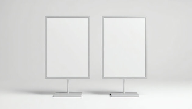 Set of Outdoor white lightbox citylight advertising stand, isolated on white background. POS POI. Multimedia stand template 