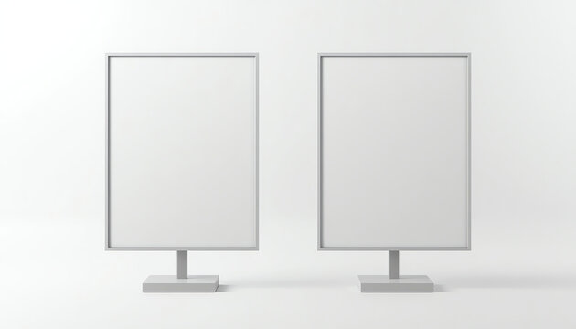 Set of Outdoor white lightbox citylight advertising stand, isolated on white background. POS POI. Multimedia stand template 