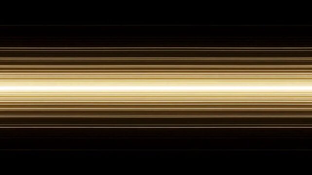 Golden light streaks widen and brighten across black background in abstract motion