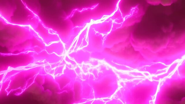 Pink lightning glowing across abstract electric cloud background with branching white light