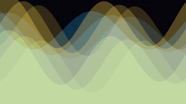 Translucent wave patterns create a colorful looping background overlay with soft light effects and smooth curves.