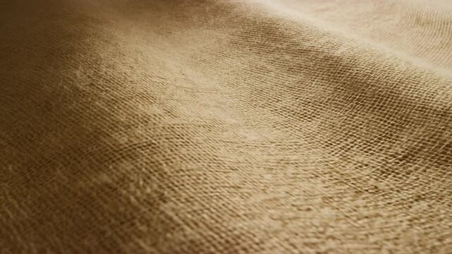 Burlap fabric texture showing woven natural fibers in warm beige closeup detail