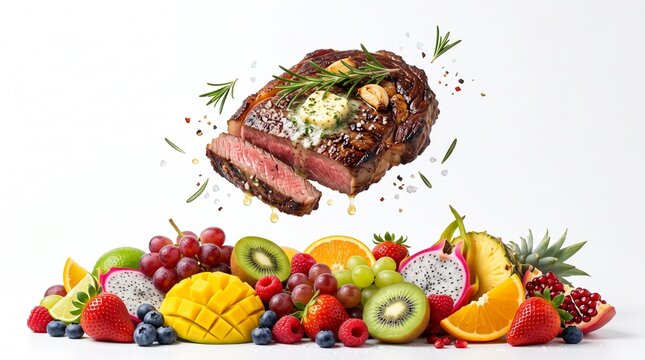 Steak and fruit