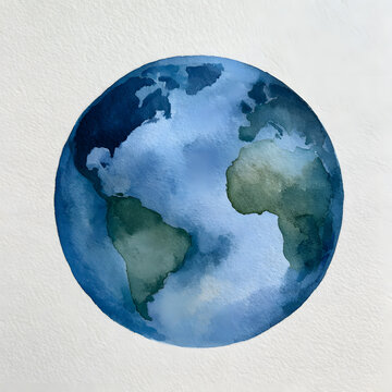 Watercolor painting of an Earth globe.