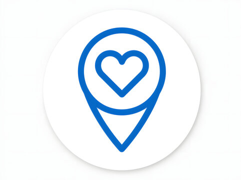 A Blue Pin Icon with a Heart Symbol Inside, Symbolizing Favorite Locations or Cherished Destinations