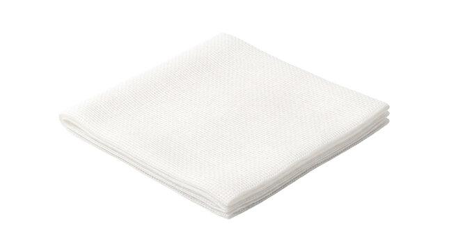 White paper napkin isolated on white background, folded square tissue for dining, clean disposable cellulose napkin for restaurant and catering