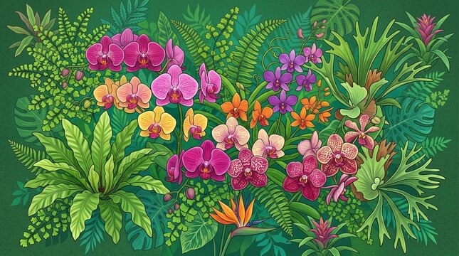 Tropical orchid garden