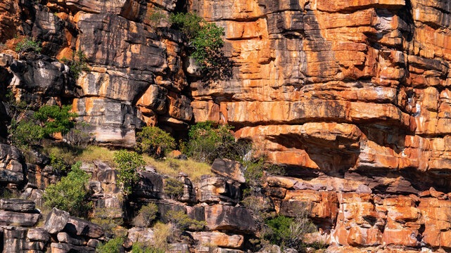 Kimberley coast australia orange cliffs ancient iron sandstone monuments tectonic old impressive black unique geology