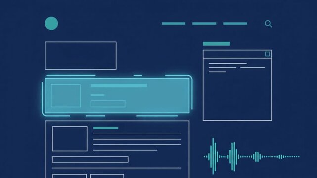 Generic Digital Interface Elements in Abstract Blueprint Setting Demonstrating Modern Web UI Concepts
