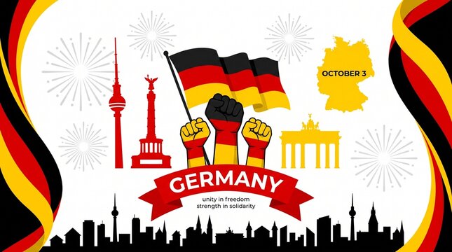 German Unity Day Flag Celebration October 3 Graphic