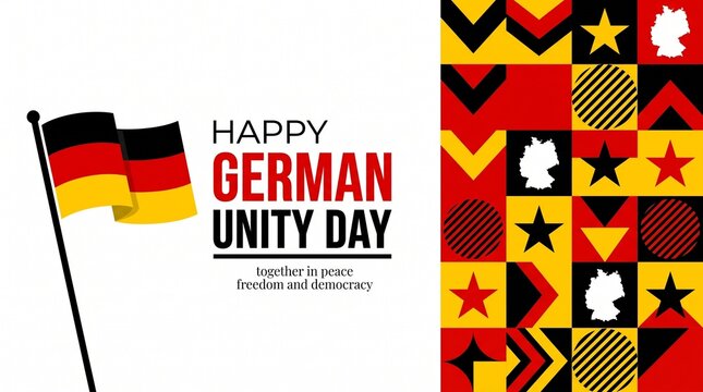 German Unity Day Tricolor Flag Geometric Vector Graphic