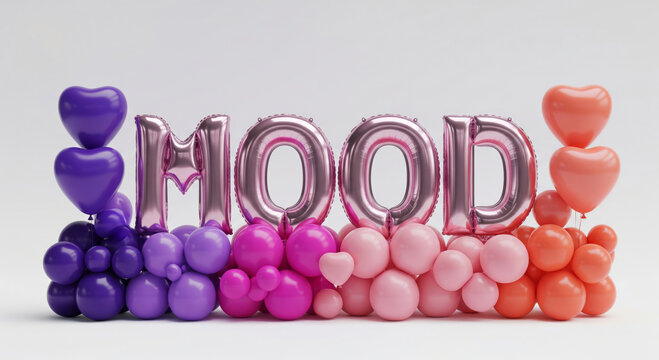 Colorful Mood Balloon Display on White Background