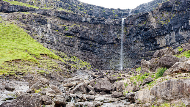 Waterfall Over Basalt Cliffs