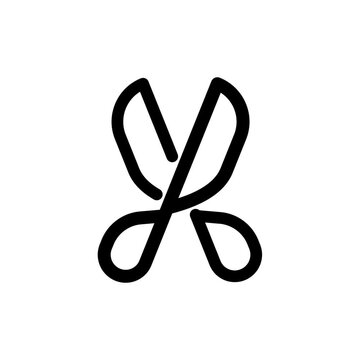 Animated scissors line icon on a transparent background with an alpha channel. Cutting tool animation. Office supplies. 