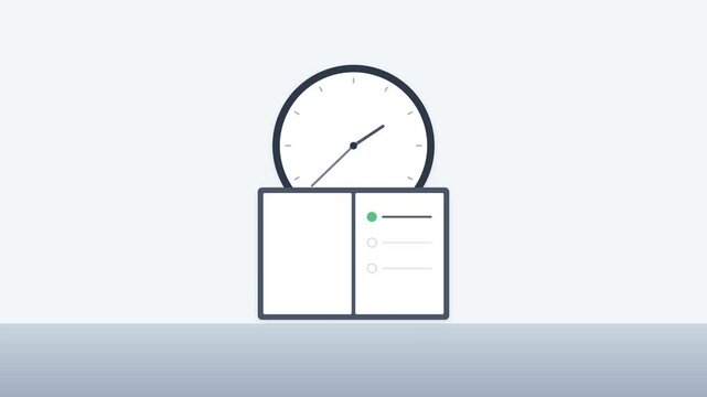Animated Clock Icon with Task Management Checklist Symbolizing Productivity and Efficient Time Management