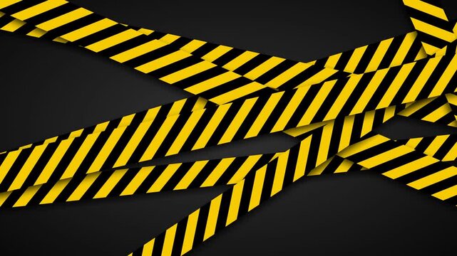 Abstract Yellow and Black Hazard Tape Background with Diagonal Warning Stripes and Dark Vignette