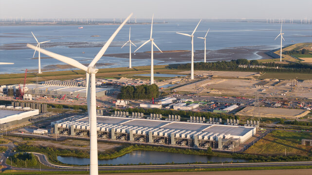 Aerial view of Data Center Campus in Eemshaven for Cloud and AI Computing