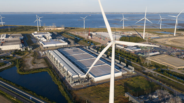 Aerial view of Data Center Campus in Eemshaven for Cloud and AI Computing