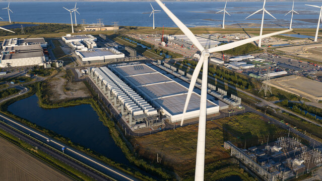 Aerial view of Data Center Campus in Eemshaven for Cloud and AI Computing