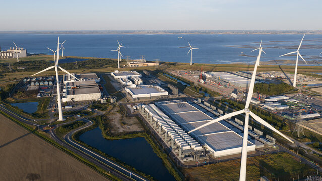 Aerial view of Data Center Campus in Eemshaven for Cloud and AI Computing