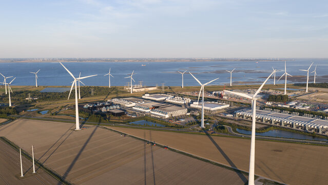 Aerial view of Data Center Campus in Eemshaven for Cloud and AI Computing
