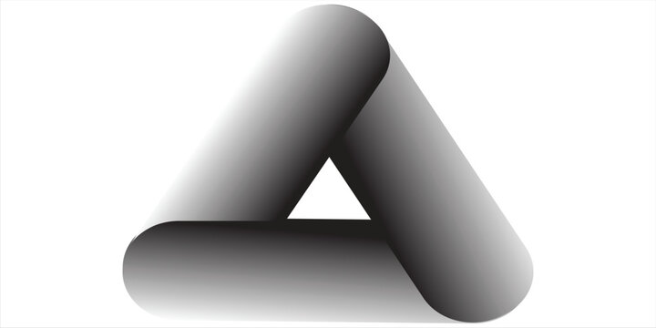 Impossible triangle gradient vector illustration, 3D optical illusion mobius loop geometric logo element