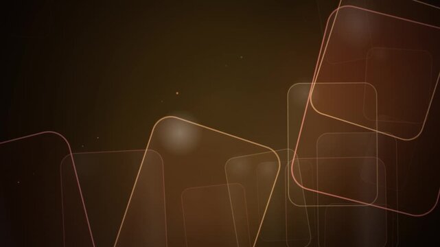Abstract loop of glowing orange rectangular frames forming a seamless overlay background