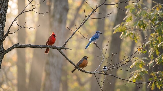 Birds on branches