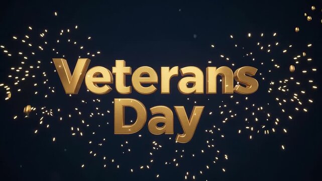 Veterans Day Golden Liquid Metal Typography Animation