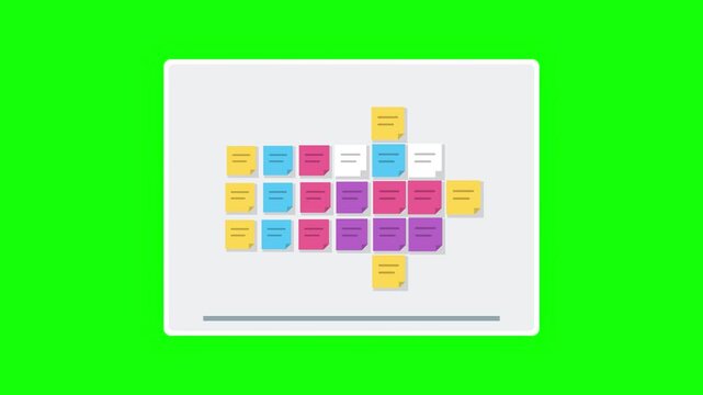 Sticky Notes Animation Board Organizing Colorful Adhesive Paper Notes