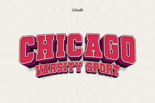 Chicago Editable Text Effect 3d Style Vintage College