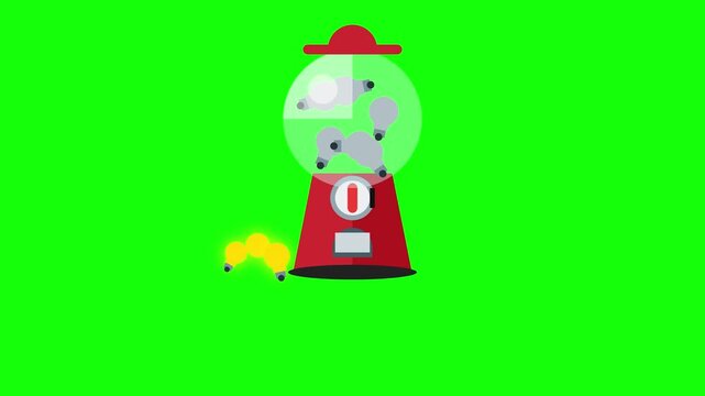 Gumball Machine Dispensing Light Bulbs on Green Screen Background