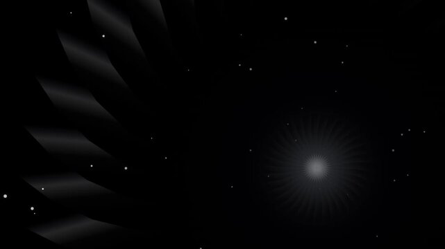 Abstract dark metallic spiral blades with starburst light vector illustration