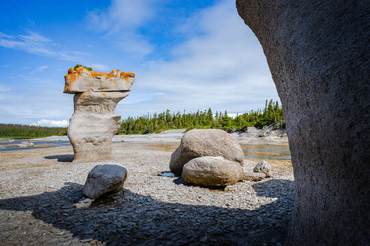 Wonderful Mingan archipelago monoliths on a summer sunny day, C&ocirc;te-Nord, Quebec, Canada