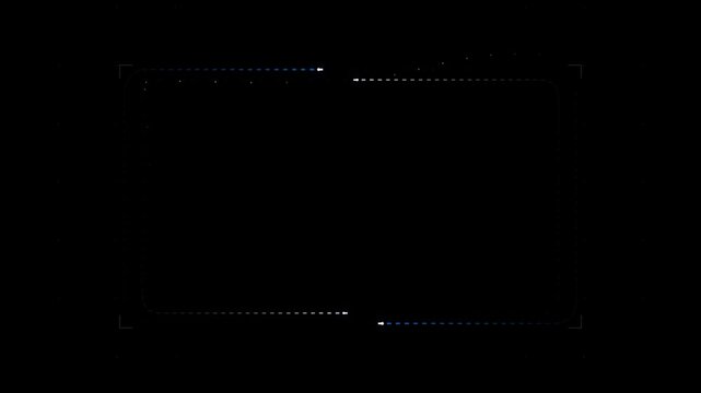 Minimalist digital interface frame with dashed border and tracking dots